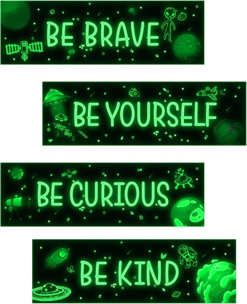 Robmoda Glow in The Dark Stars Boys Room Wall Decor, Planet Space Motivational Wall Stickers, Inspirational Ceiling Sticker, Peel and Stick Room Nursery Decorations - Image 1